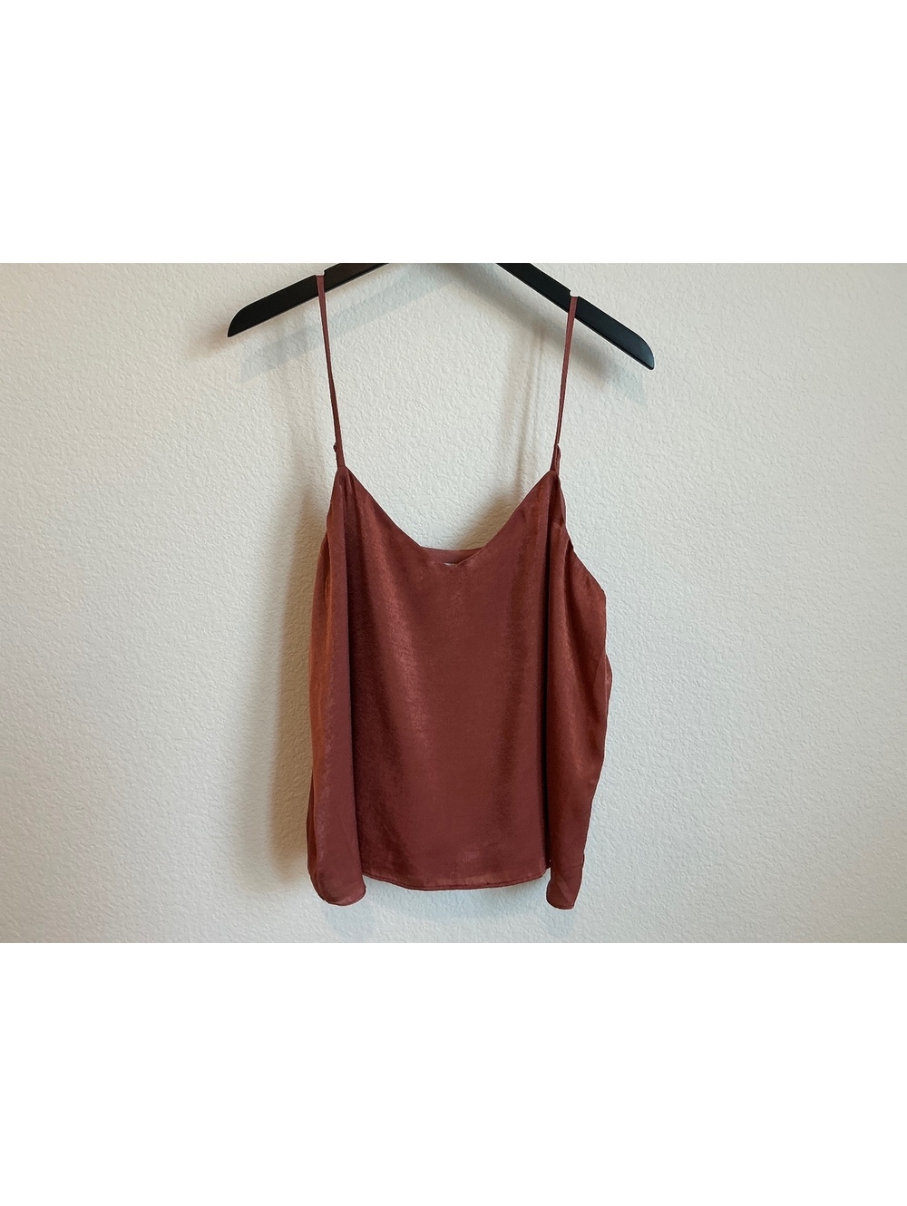 Allison Joy Satin Camisole Tank Top in Rust XL